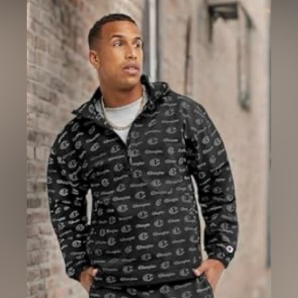 Champion Black and White Logo Wind breaker  Jacket Pullover 2xl men’s